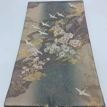 B99 순수 실크 학꽃 무늬 전통 후쿠로 오비 기모노