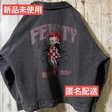 [ 새상품 ] Avail Betty Boop 백 자수 데님 자켓 블랙