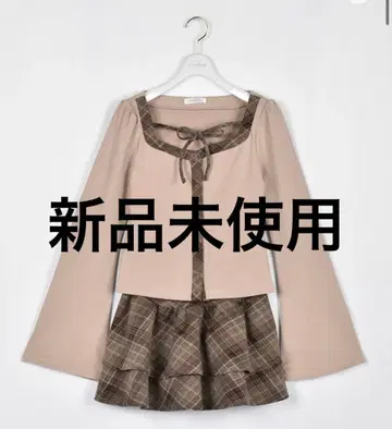 [택 포함] evelyn 체크컷 셋업 핑크 브라운