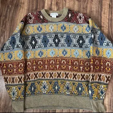 이탈리아제 90s 빈티지 네이티브 무늬 울 니트 스웨터 구제 의류