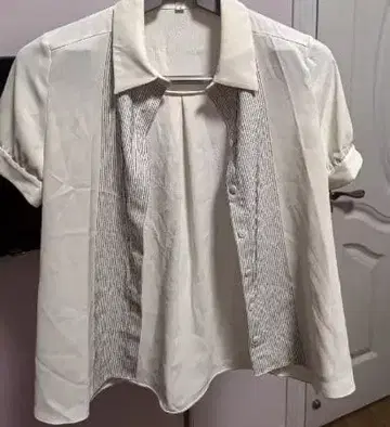 화이트 반팔 셔츠 스트라이프 이너 포함