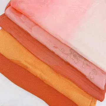 6491 오비 장식 천 모음 세트 리메이크용 오렌지 핑크 계열 실크 터치