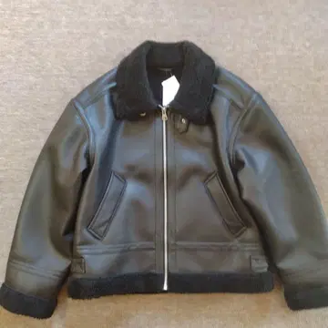 H&M 에비에이터 플라이트 자켓 메톤 가죽 보아 블랙 M