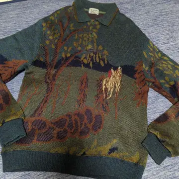 구제샵 구매 말 패턴 자수 빈티지 남성용 니트 M