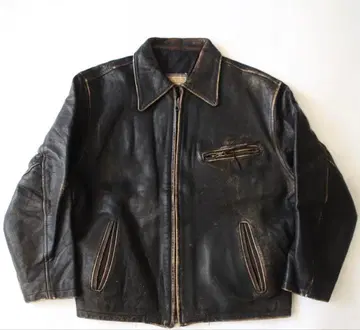 이탈리아제 80-90s 가죽 자켓 스윙탑 드리즐러 블랙