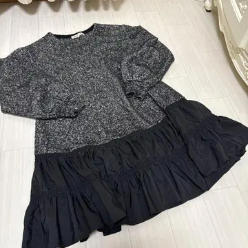 Apuweiser-riche 셔링 티어드 니트 미니 원피스