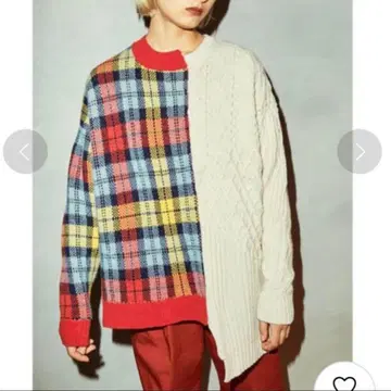 파메오 포즈 Half&Harf 니트 탑 체크