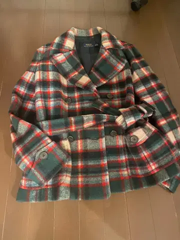 컨디션 최상 랄프 로렌 울 혼방 더블 브레스트 피 코트