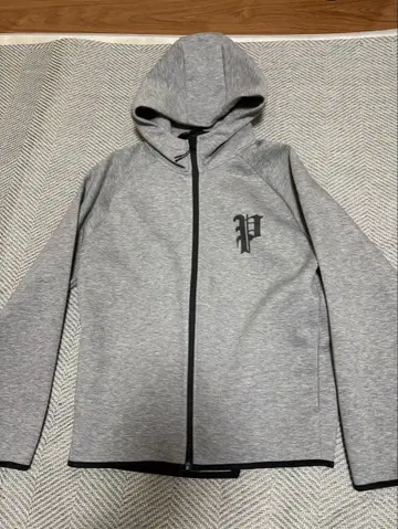 PHATRNK 그레이 풀 집업 후드티 L 테크 플리스