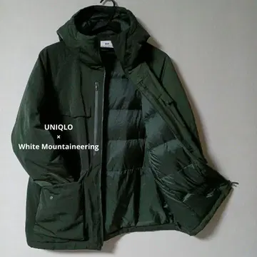 유니클로 화이트 마운티니어링 하이브리드 오버 사이즈 다운 파카