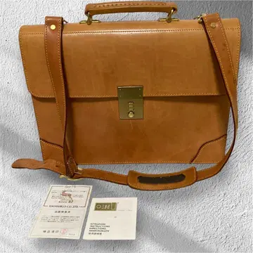 FIVE WOODS 브리프 케이스 천연 가죽 가죽  황동 열쇠 포함