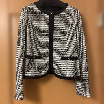 any sis 노카라 트위드 자켓 블랙