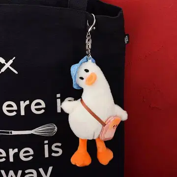 오리 봉제 인형 파란 모자 포함