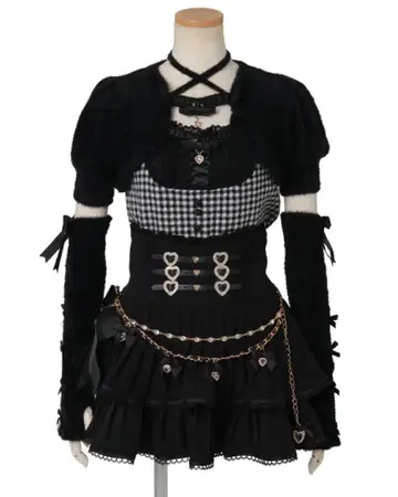 리즈리사 LIZLISA 볼레로 라이크 암워머 부착 니트 블랙