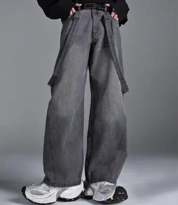 vintage make curved leg suspender denim