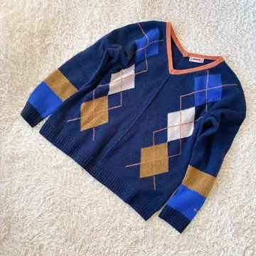맥레거 아가일 무늬 스웨터 L 사이즈 블루