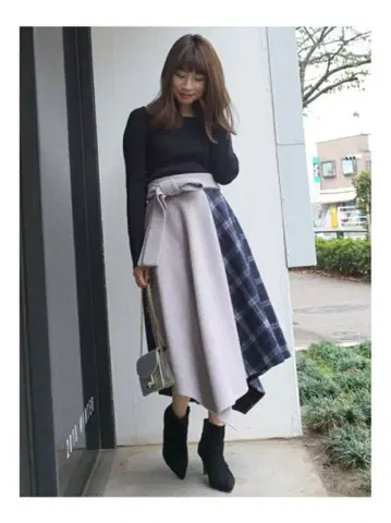 머큐리 듀오 블로킹 체크 스커트