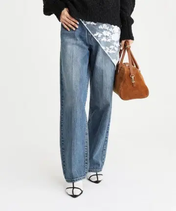 BABYLONE 센터 프레스 스트레이트 데님