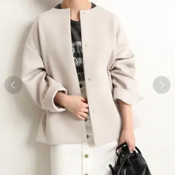 SLOBE IENA 종이상자 블루종 노카라 자켓