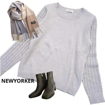 [ 새상품급 ] NEWYORKER 얇은 소재 니트 레이스 크로쉐