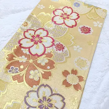 LULU115 후쿠로 오비 후리소데 금색 꽃무늬