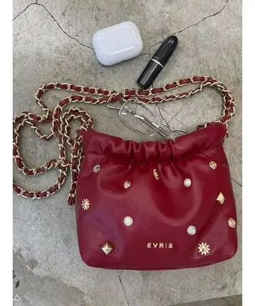 EVRIS 와인 레드 비쥬 백 파티 클러치