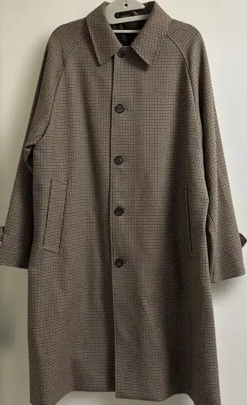 GU 발마칸 코트 롱 코트 남성용 하운드투스 체크 패턴