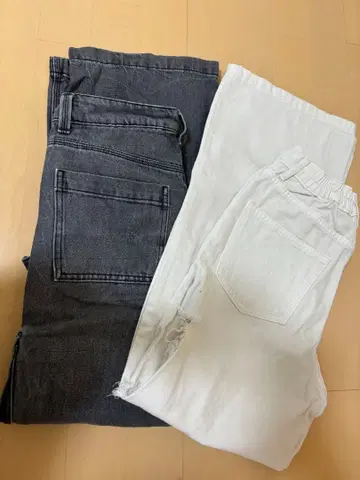 카고 데님 팬츠 그레이 화이트 2세트