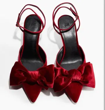 인기 매진 상품 H&M 리본 디테일 벨로아 펌프스 벨벳 펌프스