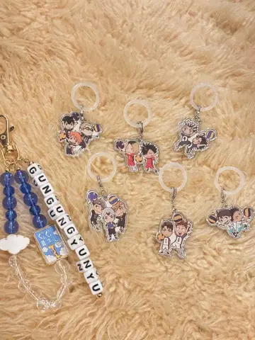 미사용 새상품 하이큐 메지루시 참 비즈 키링 세트