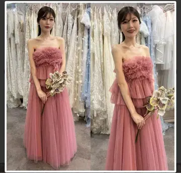 프릴 튤 드레스 더스티 핑크