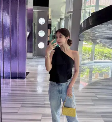 akiki 아키키 리본 원 숄더 탑