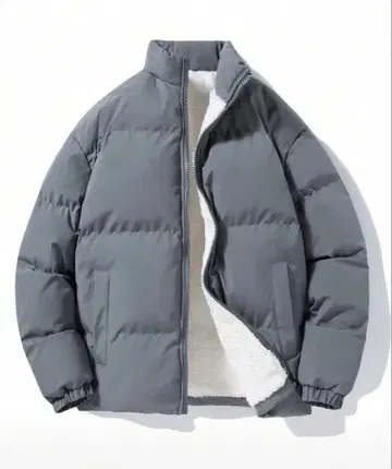 그레이 다운 자켓 퍼 안감