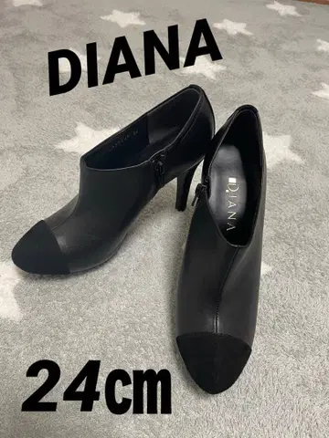컨디션 최상 DIANA 블랙 숏부츠 가죽 스웨이드 24cm