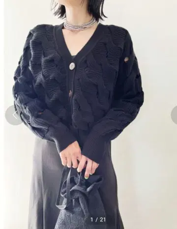 TORRAZZO DONNA 입체 케이블 짜임 볼레로 가디건 니트