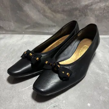 긴자 요시노야 리본 펌프스 24.5cm 오페라 슈즈 가죽 스퀘어