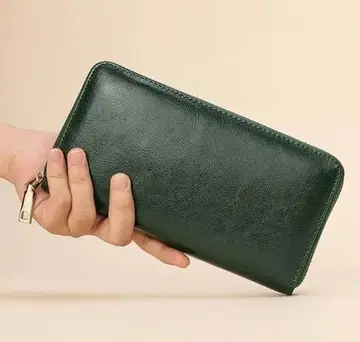 다크 그린 장지갑 지퍼식