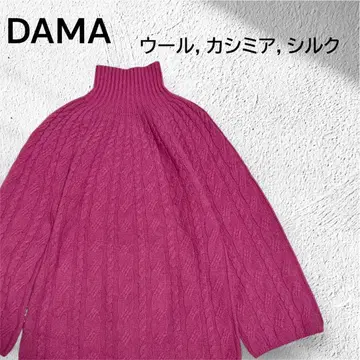 새상품 DAMA 캐시미어 블렌드 케이블 모크넥 니트 마젠타 S~L