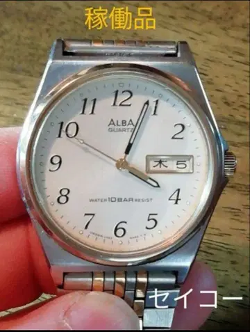 BI19 세이코 알바 쿼츠 시계 작동품 요일 날짜 포함