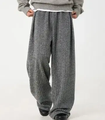 리브 그레이 와이드 팬츠