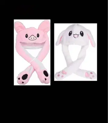 돼지와 토끼 캐릭터 모자 세트