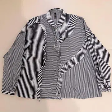 FRAP BOIS 스트라이프 프릴 긴팔 셔츠