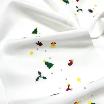 Xmas 자수 옷깃 화이트 컬러 자수 카라