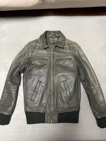 Edition 에디션 라이더스 블루종 그레이 S 양가죽