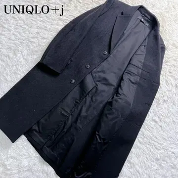 [ 새상품급 ] 유니클로 울 블렌드 체스터 코트 헤링본 +J 브라운 S