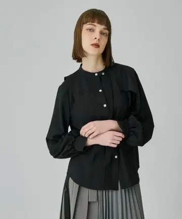 [ 정가 12100엔 ] 유나이티드 도쿄 턱콤비 아시메 플레어 블라우스