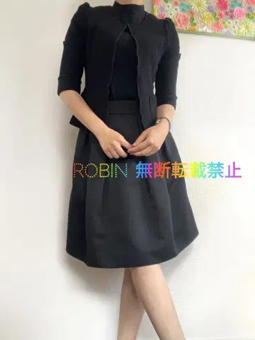 컨디션 최상 해롯 노카라 자켓과 턱이 들어간 플레어 스커트 셋업