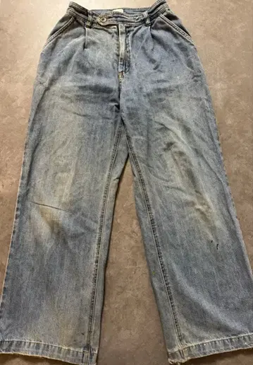 라이트 블루 와이드 레그 데님 팬츠