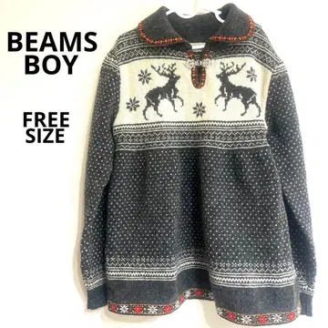 BEAMSBOY 카라 부착 A라인 니트 스웨터 그레이 루돌프 빔즈 보이