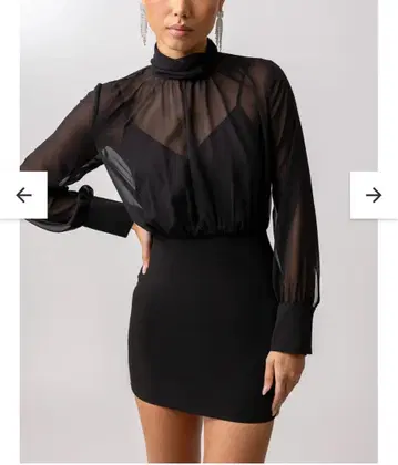 H&M 블랙 스탠드 카라 원피스 XS